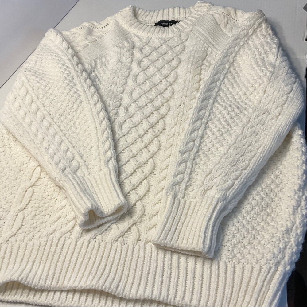 Forever 21 Cream Cable Knit Sweater